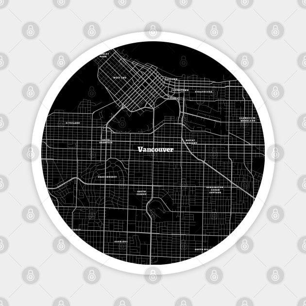 4K Vancouver Canada Map | HD Vancouver Canada Map | Black And White Map Of Vancouver Canada Magnet by benayache